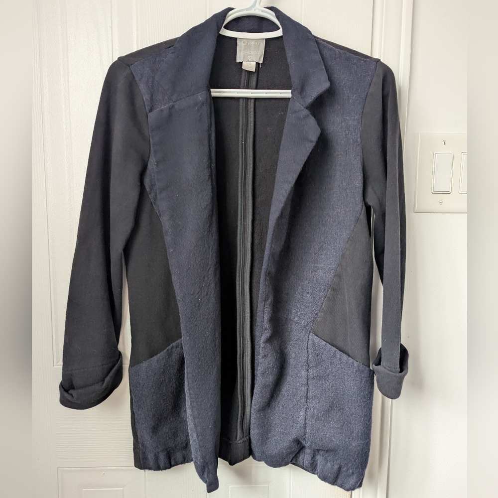 Black And Navy Open Front Blazer - S - Picture 2 of 9
